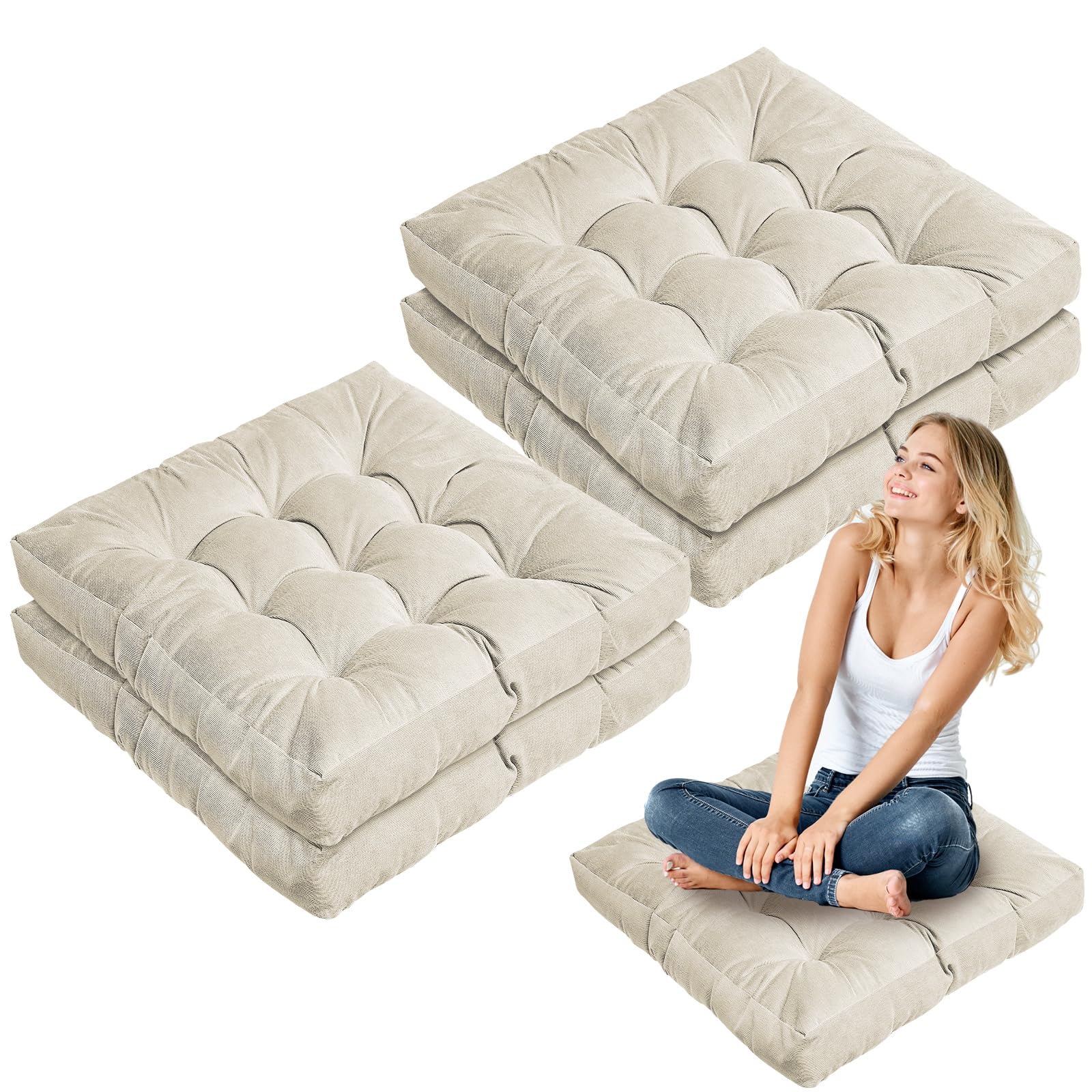 Amazon.com: Jerify Floor Pillow Cushions 22 x 22 Inch Round Square